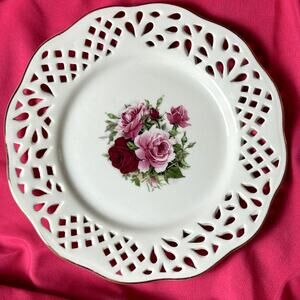 Formalities by Baum Bros Pink Rose Floral Plate 8"